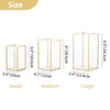 Nuptio Glass Hurricane Candle Holder Set of 3 Gold Pillar Candle Holders Large Rectangular Candleholder Table Centerpieces Decoration for Wedding Christmas Holiday Home Ornaments 9.5 & 8.1 & 6.5 inch