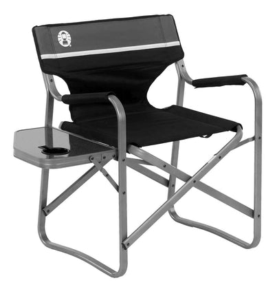 Coleman Portable Camping Chair with Side Table & Cup Holder, Lightweight Folding Deck Chair with Padded Armrests & Cushioned Back, Great for Camping, Tailgating, Patio, Sports, & More