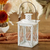 Kate Aspen Medium Decorative Lanterns - Set of 24 - Luminous Distressed White Metal Lantern Candle Holders Centerpieces for Wedding, Home Decor and Party - 6.3" H (8.9" H with Handle)