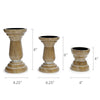 Barnyard Designs Pillar Candle Holder for Pillar Candles, Small Wooden Candlestick Holders, Farmhouse Candle Holders for Table Centerpiece, Rustic Candle Holder Set of 3, (4", 6", 8"), Brown