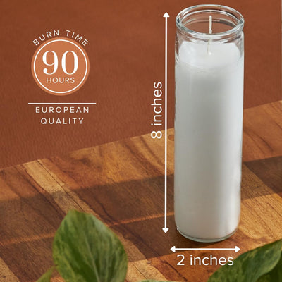 Simply Soson 2x8 inch White Devotional Candles in Glass Jar - 3 Pack - 90 Hours – Prayer Candle - Tall Pillar Candles for Religious, Memorials, Party Decor