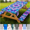 Fitted Picnic Table Cover with Bench Covers Vinyl Waterproof Elastic Edges Fitted Rectangle Tables Patio Tablecloth Camping Gear and Essentials Rv Accessories Road Trip Supplies Car Travel Must Haves