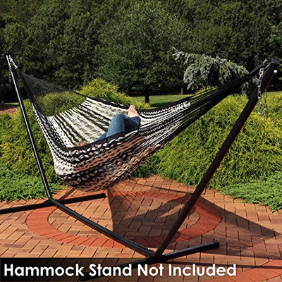 Sunnydaze Handwoven XXL Thick Cord Mayan Family Hammock - 625-Pound Capacity - Black/Natural