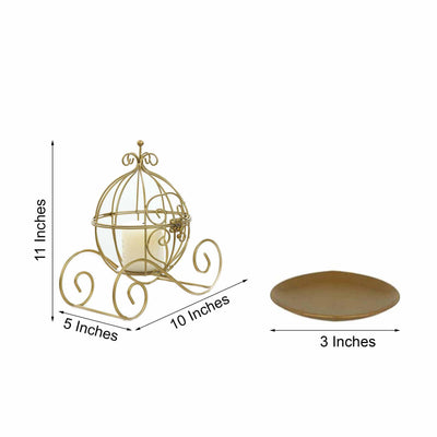 Efavormart 11" Gold Princess Carriage Metal Candle Holder Table Centerpiece Card Display