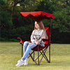 ALPHA CAMP Camp Chairs with Shade Canopy Chair Folding Camping Recliner Support 350 LBS - Red