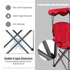 GYMAX Canopy Chair, Portable Folding Beach Pool Chair Lawn Chair with Canopy Two Cup Holders and Carry Bag, for Outdoor Beach Camp Park Patio (Red)