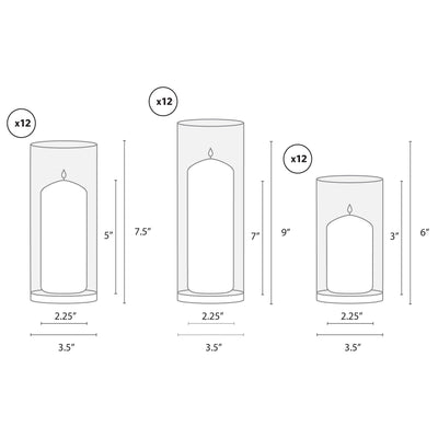 yummi Set of 36 Slim Pillars and Cylinder Vases - White