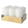 PAPSTAR Unscented White Pillar Candles 2.5x4.5 Inch Set of 6 | European Made Premium Quality 25h Burning Time | Dripless, Smokeless Household Dinner, Party Candles