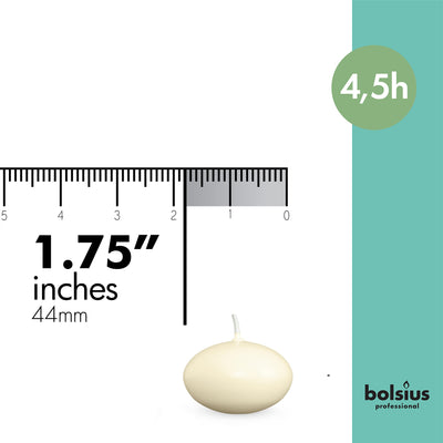 BOLSIUS Unscented 1.75" Floating Candles - Pure Rich Creamy Ivory, 40 Set - Smokeless, European Quality - Imbue Breathtaking Ambiance for Romantic Wedding Centerpieces, Decorations, Holiday Parties