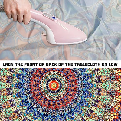 Round Fitted Tablecloth with Elastic Round Outdoor Tablecloth Round Elastic Tablecloth for Round Tables Waterproof Wipeable Tablecloth for Picnic,Camping,Dinner (Blue, M-(45''-54''))