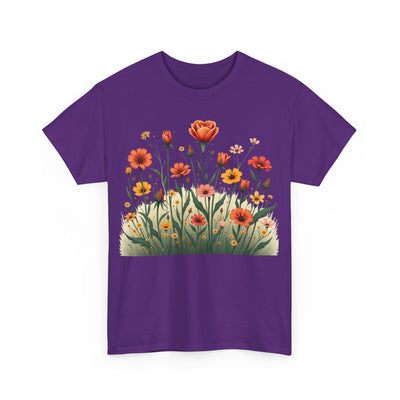 Wildflowers and Orange Roses, Graphic T-Shirts for Women, Floral Shirt, Womens Short Sleeve, Ladies Graphic Tees #5047TTS