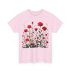 Wildflowers and Red Roses, Graphic T-Shirts for Women, Floral Shirt, Womens Short Sleeve, Ladies Graphic Tees #5035TTS