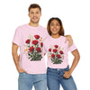 Wildflowers and Red Roses, Graphic T-Shirts for Women, Floral Shirt, Womens Short Sleeve, Ladies Graphic Tees #5128TTS