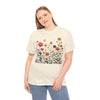 Wildflowers and Pink Roses, Graphic T-Shirts for Women, Floral Shirt, Womens Short Sleeve, Ladies Graphic Tees #5023TTS