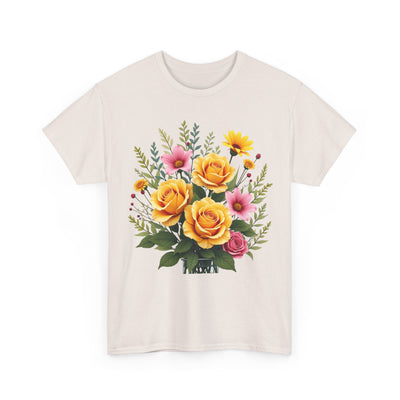 Wildflowers and Yellow Roses, Graphic T-Shirts for Women, Floral Shirt, Womens Short Sleeve, Ladies Graphic Tees #5135TTS