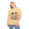 Wildflowers and Pink/Violet Roses, Graphic T-Shirts for Women, Floral Shirt, Womens Short Sleeve, Ladies Graphic Tees #5101TTS