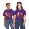 Wildflowers and Pink & Red Roses, Graphic T-Shirts for Women, Floral Shirt, Womens Short Sleeve, Ladies Graphic Tees #5134TTS