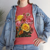 Wildflowers and Pink & Yellow Roses, Graphic T-Shirts for Women, Floral Shirt, Womens Short Sleeve, Ladies Graphic Tees #5148TTS