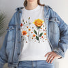 Wildflowers and a Yellow Rose, Graphic T-Shirts for Women, Floral Shirt, Womens Short Sleeve, Ladies Graphic Tees #5010TTS