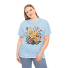 Wildflowers and Pink & Yellow Roses, Graphic T-Shirts for Women, Floral Shirt, Womens Short Sleeve, Ladies Graphic Tees #5137TTS