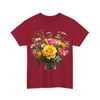 Wildflowers and Pink & Yellow Roses, Graphic T-Shirts for Women, Floral Shirt, Womens Short Sleeve, Ladies Graphic Tees #5143TTS