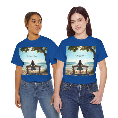 My Happy Place, Woman on Bench, Looking at Waves,Safe Place T-Shirt, Finding My Happy Place Top, Ocean Waves,#5003STS