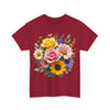 Wildflowers and Pink & Yellow Roses, Graphic T-Shirts for Women, Floral Shirt, Womens Short Sleeve, Ladies Graphic Tees #5145TTS