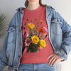 Wildflowers and Pink & Yellow Roses, Graphic T-Shirts for Women, Floral Shirt, Womens Short Sleeve, Ladies Graphic Tees #5138TTS