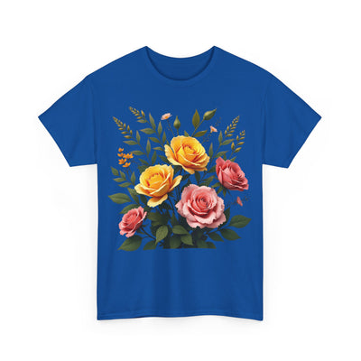 Wildflowers and Pink & Yellow Roses, Graphic T-Shirts for Women, Floral Shirt, Womens Short Sleeve, Ladies Graphic Tees #5149TTS