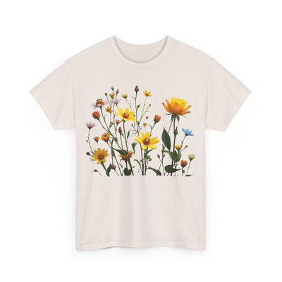 Wildflowers and a Yellow Rose, Graphic T-Shirts for Women, Floral Shirt, Womens Short Sleeve, Ladies Graphic Tees #5009TTS