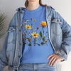 Wildflowers and a Yellow Rose, Graphic T-Shirts for Women, Floral Shirt, Womens Short Sleeve, Ladies Graphic Tees #5009TTS