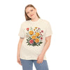 Wildflowers and Pink & Yellow Roses, Graphic T-Shirts for Women, Floral Shirt, Womens Short Sleeve, Ladies Graphic Tees #5137TTS