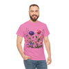 Wildflowers and Pink/Violet Roses, Graphic T-Shirts for Women, Floral Shirt, Womens Short Sleeve, Ladies Graphic Tees #5101TTS