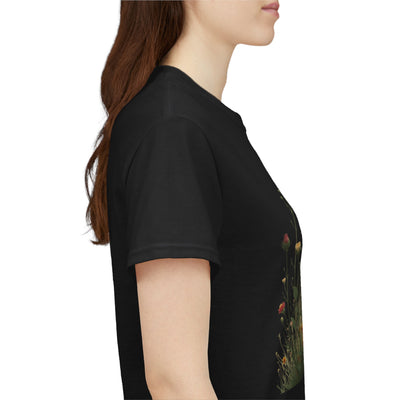 Wildflowers and White Roses, Graphic T-Shirts for Women, Floral Shirt, Womens Short Sleeve, Ladies Graphic Tees #5041TTS