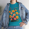 Wildflowers and Pink & Yellow Roses, Graphic T-Shirts for Women, Floral Shirt, Womens Short Sleeve, Ladies Graphic Tees #5140TTS