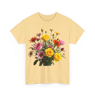 Wildflowers and Pink & Yellow Roses, Graphic T-Shirts for Women, Floral Shirt, Womens Short Sleeve, Ladies Graphic Tees #5138TTS