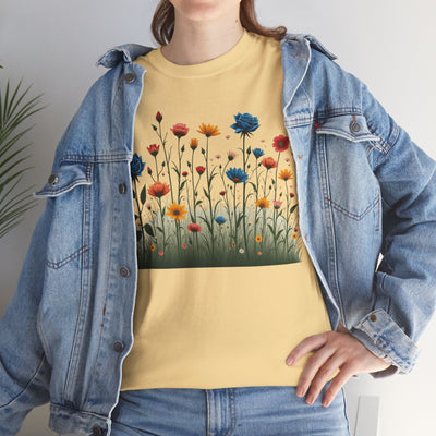Wildflowers and Blue Roses, Graphic T-Shirts for Women, Floral Shirt, Womens Short Sleeve, Ladies Graphic Tees #5050TTS