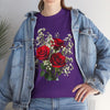 Wildflowers and Red Roses, Graphic T-Shirts for Women, Floral Shirt, Womens Short Sleeve, Ladies Graphic Tees #5127TTS