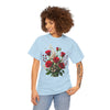 Wildflowers and Red Roses, Graphic T-Shirts for Women, Floral Shirt, Womens Short Sleeve, Ladies Graphic Tees #5130TTS