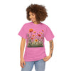 Wildflowers and Orange Roses, Graphic T-Shirts for Women, Floral Shirt, Womens Short Sleeve, Ladies Graphic Tees #5045TTS