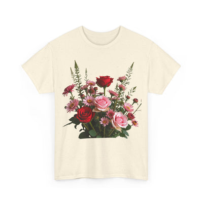 Wildflowers and Red & Pink Roses, Graphic T-Shirts for Women, Floral Shirt, Womens Short Sleeve, Ladies Graphic Tees #5132TTS