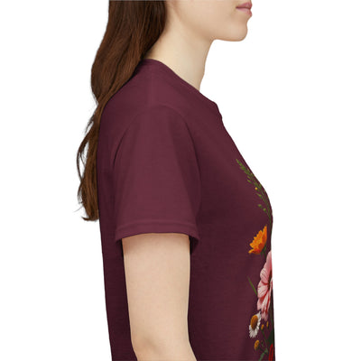 Wildflowers and Pink & Yellow Roses, Graphic T-Shirts for Women, Floral Shirt, Womens Short Sleeve, Ladies Graphic Tees #5147TTS