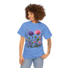 Wildflowers and Pink/Violet Roses, Graphic T-Shirts for Women, Floral Shirt, Womens Short Sleeve, Ladies Graphic Tees #5101TTS