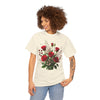Wildflowers and Red Roses, Graphic T-Shirts for Women, Floral Shirt, Womens Short Sleeve, Ladies Graphic Tees #5130TTS