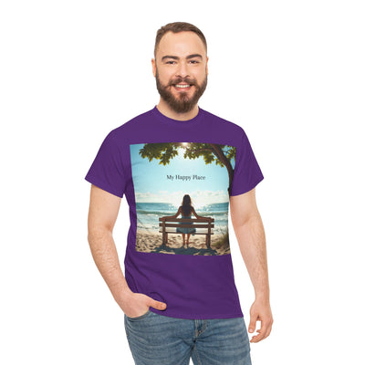 My Happy Place, Woman on Bench, Looking at Waves,Safe Place T-Shirt, Finding My Happy Place Top, Ocean Waves,#5003STS