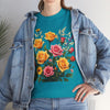 Wildflowers and Pink & Yellow Roses, Graphic T-Shirts for Women, Floral Shirt, Womens Short Sleeve, Ladies Graphic Tees #5142TTS