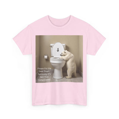 Please Put the Seat Down, Seriously, It's Not that Complicated, Polar Bear Toilet Seat Down, Seat Down Reminder Shirt #5004STS
