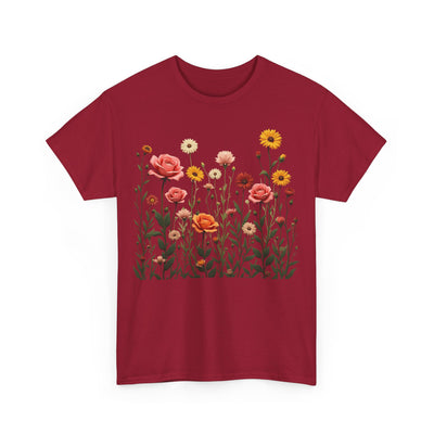 Wildflowers and Pink Roses, Graphic T-Shirts for Women, Floral Shirt, Womens Short Sleeve, Ladies Graphic Tees #5023TTS