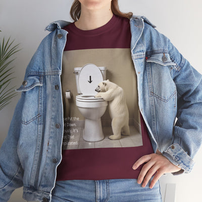 Please Put the Seat Down, Seriously, It's Not that Complicated, Polar Bear Toilet Seat Down, Seat Down Reminder Shirt #5004STS