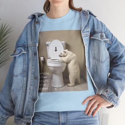 Please Put the Seat Down, Seriously, It's Not that Complicated, Polar Bear Toilet Seat Down, Seat Down Reminder Shirt #5004STS